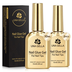 UNA GELLA front bottle view showing clear gel and brush applicator benefit precise application