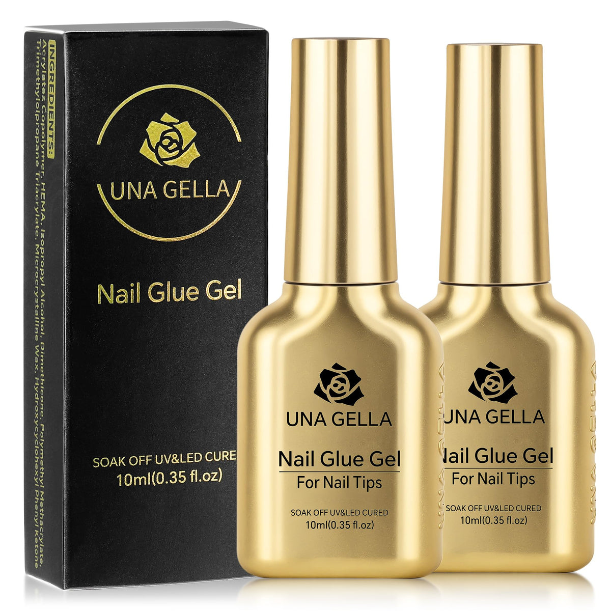 UNA GELLA front packaging showing two 10ml bottles and product branding for clarity
