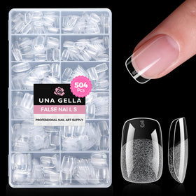 UNA GELLA front packaging showing organized clear tip assortment benefiting quick selection