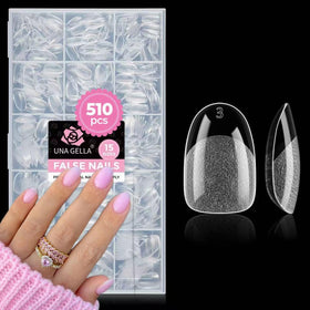 UNA GELLA front packaging showing 510-piece short oval kit and quick selection benefit