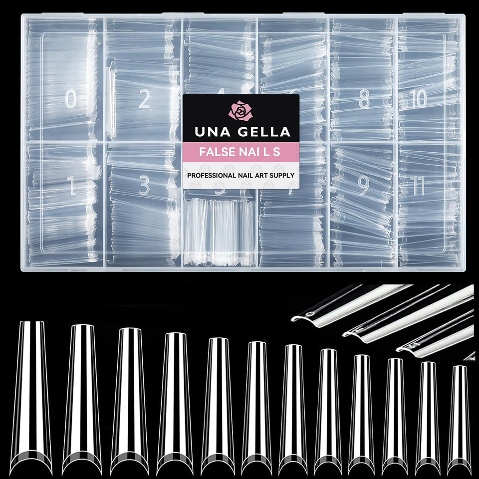 UNA GELLA front packaging showing 504pcs XXL coffin tips and value