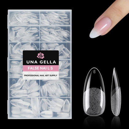 UNA GELLA front packaging showing 504-piece almond tips and brand