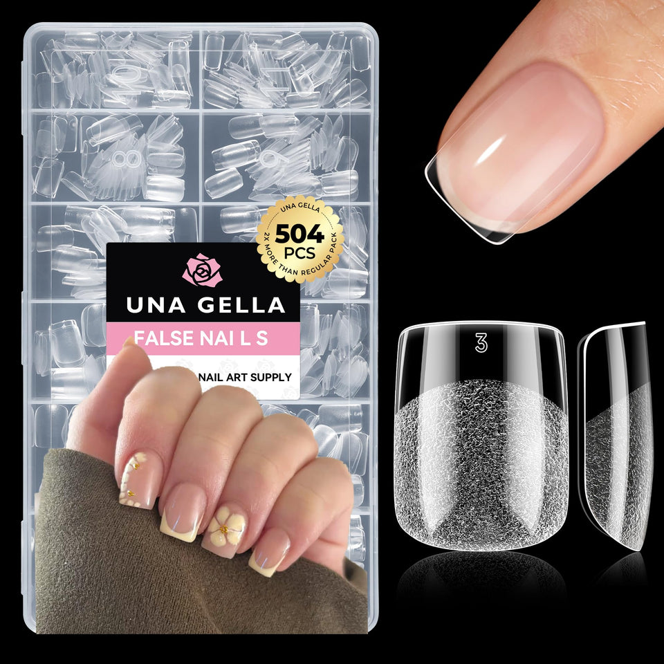 UNA GELLA front packaging showing 504 tips and brand clarity benefit