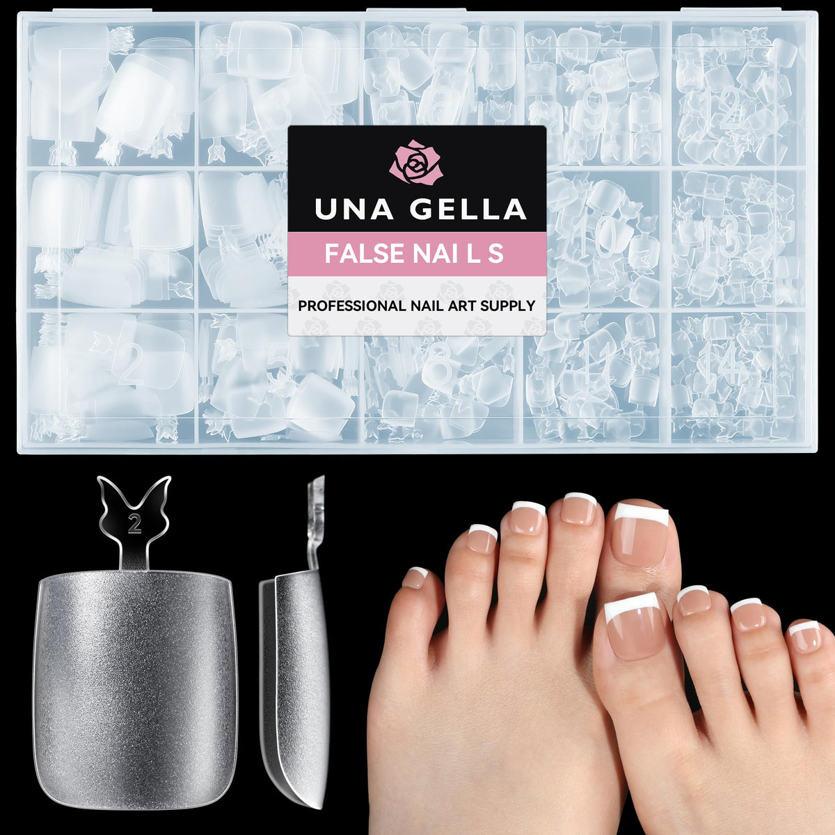 UNA GELLA front packaging showing full 504-piece kit and sizes for convenience