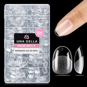 UNA GELLA front packaging showing full 504-piece kit and clear tips benefit