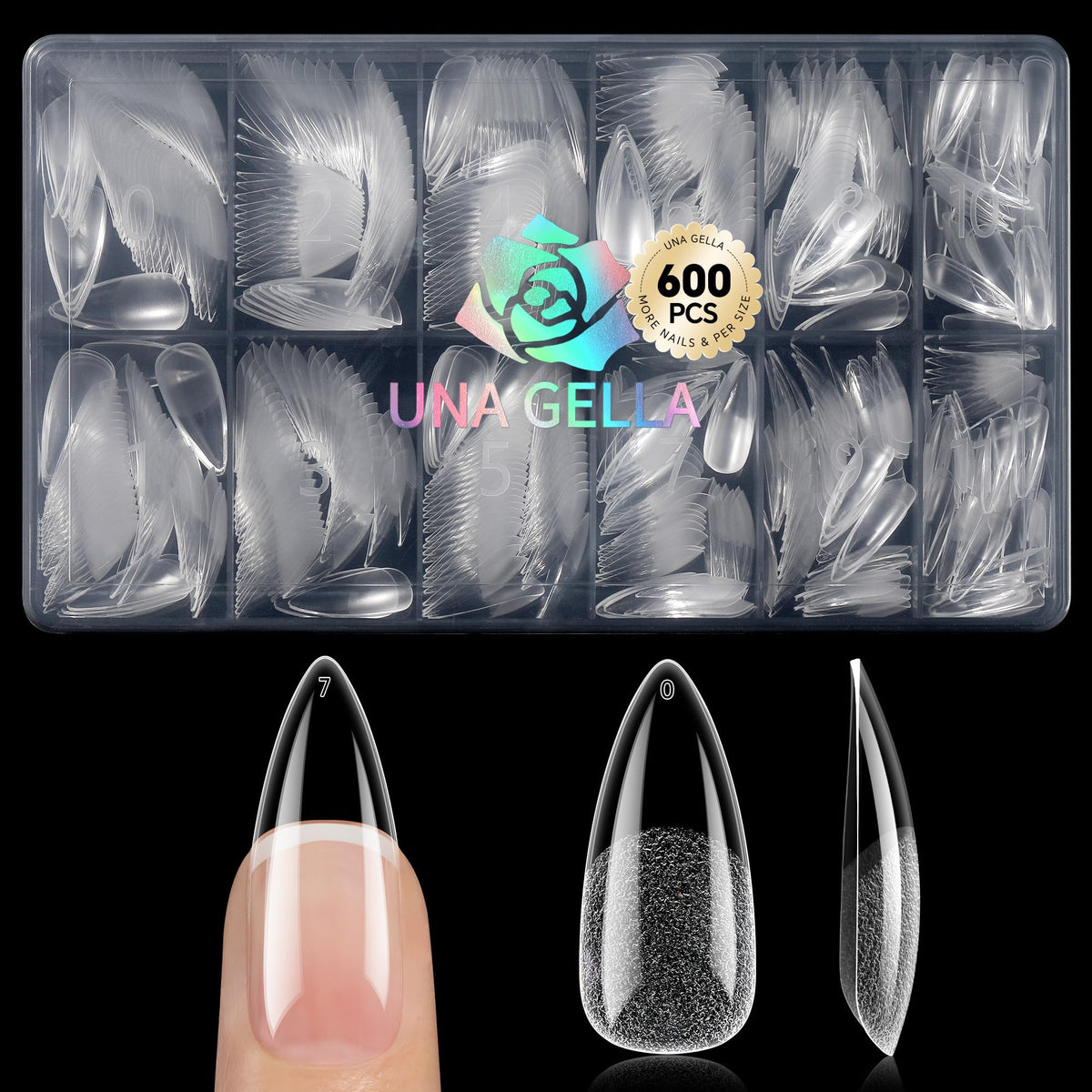 UNA GELLA front packaging showing large 600pcs kit and brand benefit easy supply