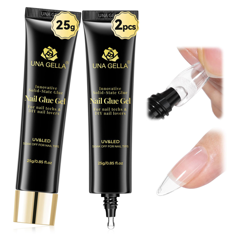 UNA GELLA front packaging showing two 25g solid gel sticks and benefits