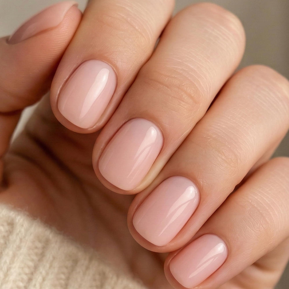 UNA GELLA front packaging showing 32-piece nude pink kit and quick salon look