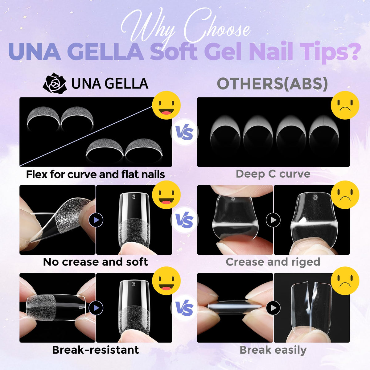 UNA GELLA applied on hand model demonstrating natural square fit