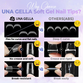 UNA GELLA applied on hand model demonstrating natural square fit