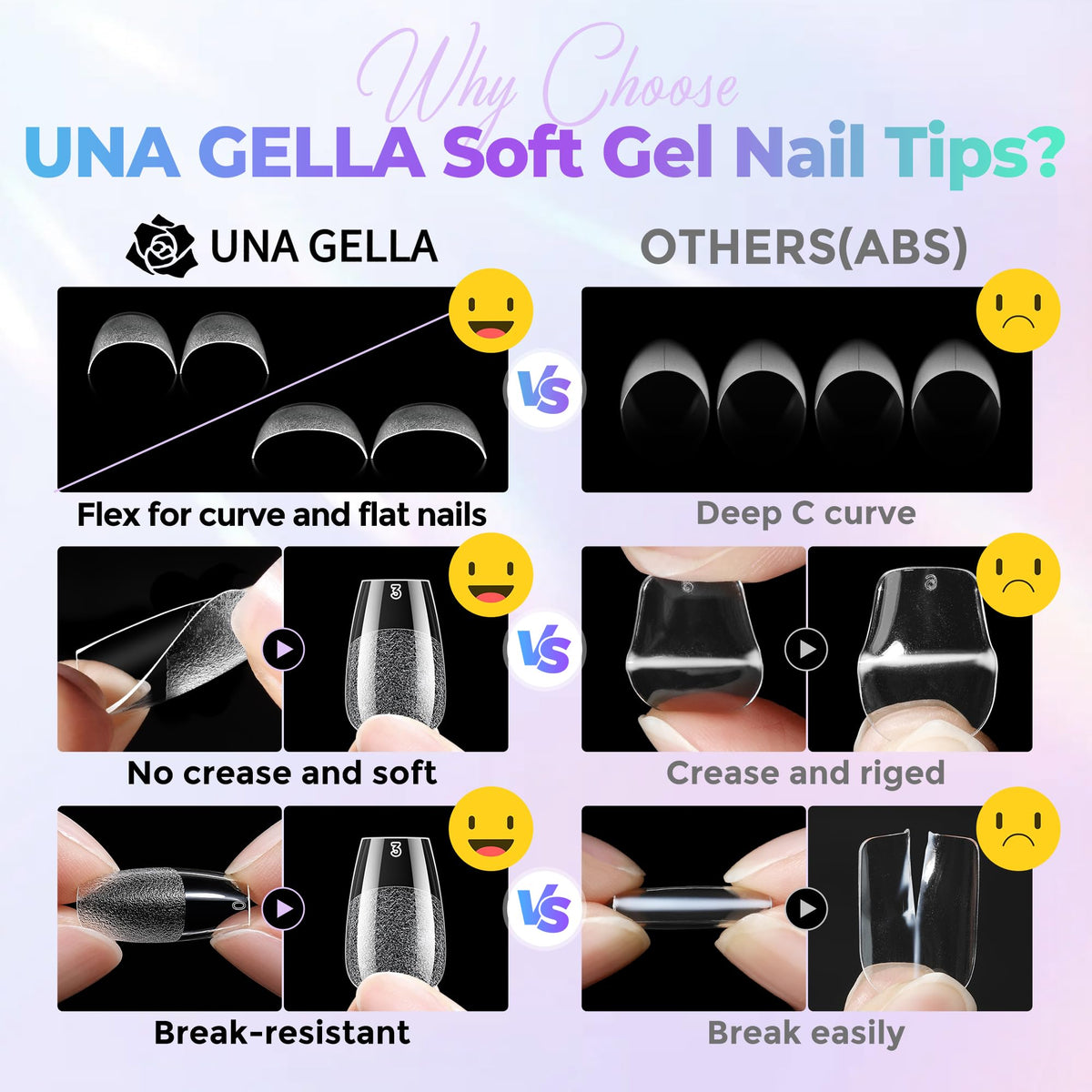 UNA GELLA tips in hand showing scale and lightweight comfort benefit
