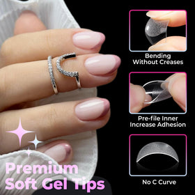 UNA GELLA nail tip being applied demonstrating beginner-friendly alignment