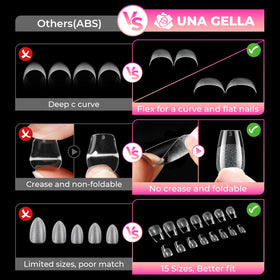 UNA GELLA press-on tips being applied to natural nails for quick salon-quality results