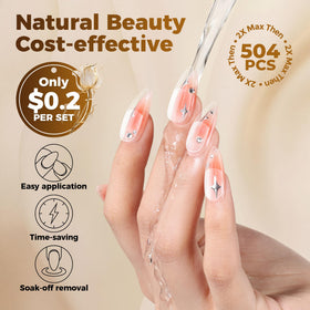 UNA GELLA pressed-on stiletto nails polished, demonstrating smooth finish for nail art