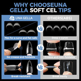 UNA GELLA tips being applied in a salon illustrating professional application speed