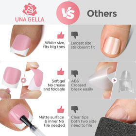 UNA GELLA press-on toenails worn with sandals showcasing neat pedicure benefit