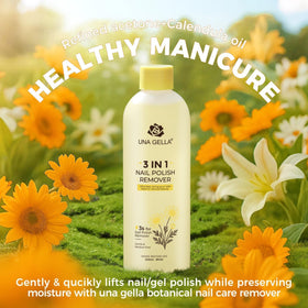 UNA GELLA label close-up highlighting calendula ingredient and gentle scent benefit