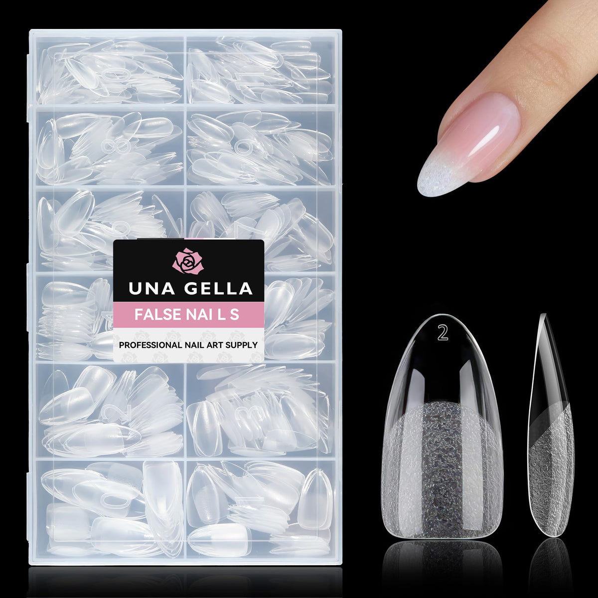 UNA GELLA finished almond nails in lifestyle setting for inspiration
