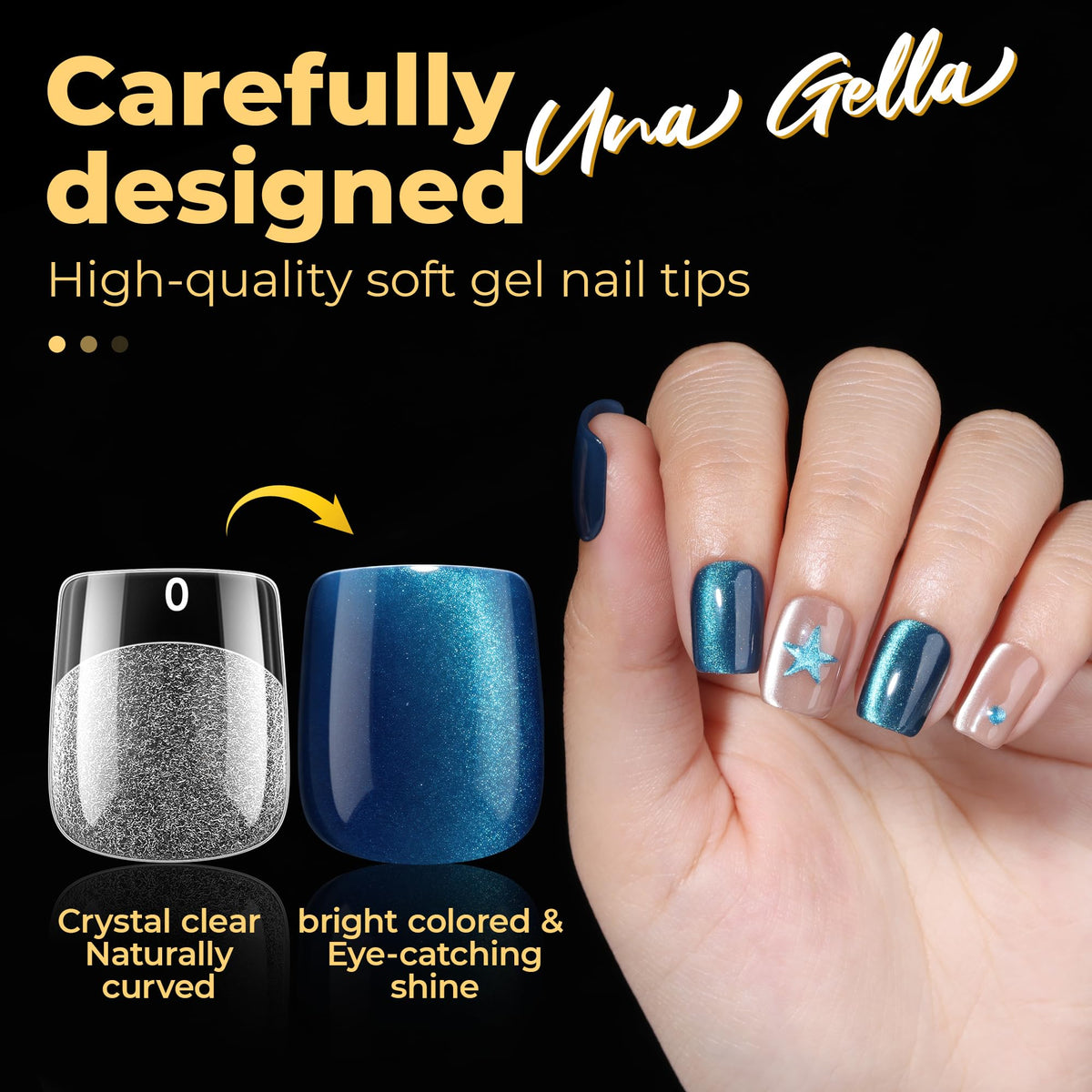 UNA GELLA tip applied on natural nail delivering neat professional look