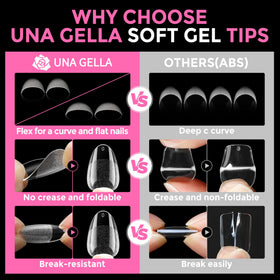 UNA GELLA painted finish showcasing salon-style short almond nails worn