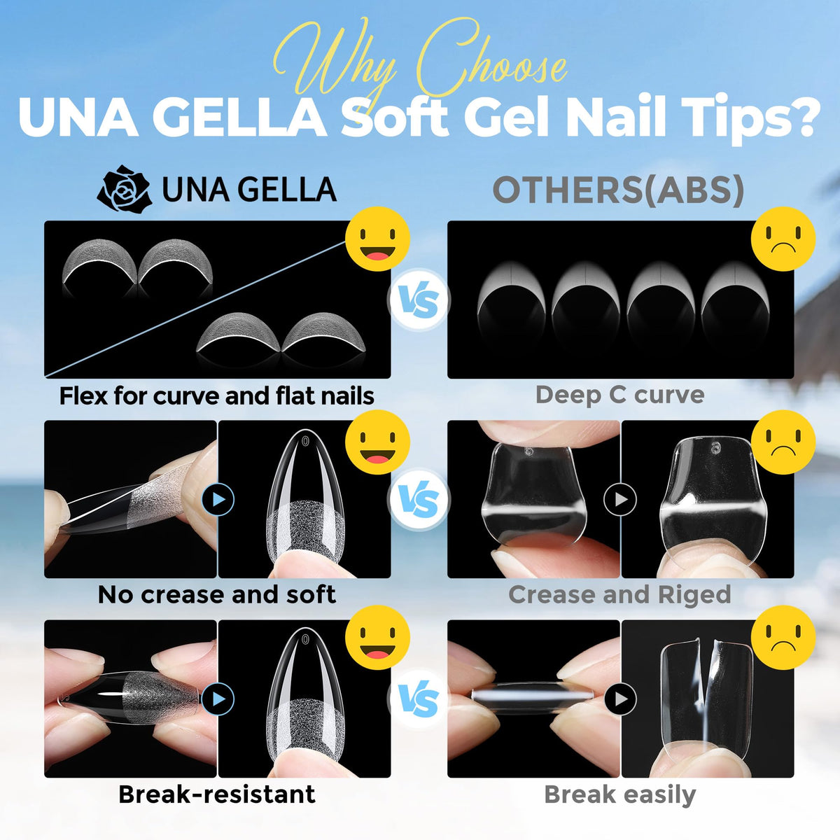UNA GELLA completed polished almond nails showcasing long-lasting salon finish