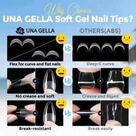 UNA GELLA completed polished almond nails showcasing long-lasting salon finish