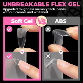 UNA GELLA polished finished nails on tips demonstrating glossy salon-like result
