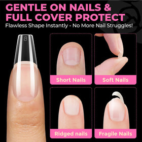 UNA GELLA finished polished coffin nails illustrating salon-style result