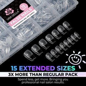 UNA GELLA finished polished coffin nails in lifestyle scene for salon look benefit