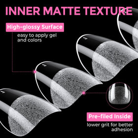 UNA GELLA styled hands wearing polished almond tips showing clear finish that enhances color depth