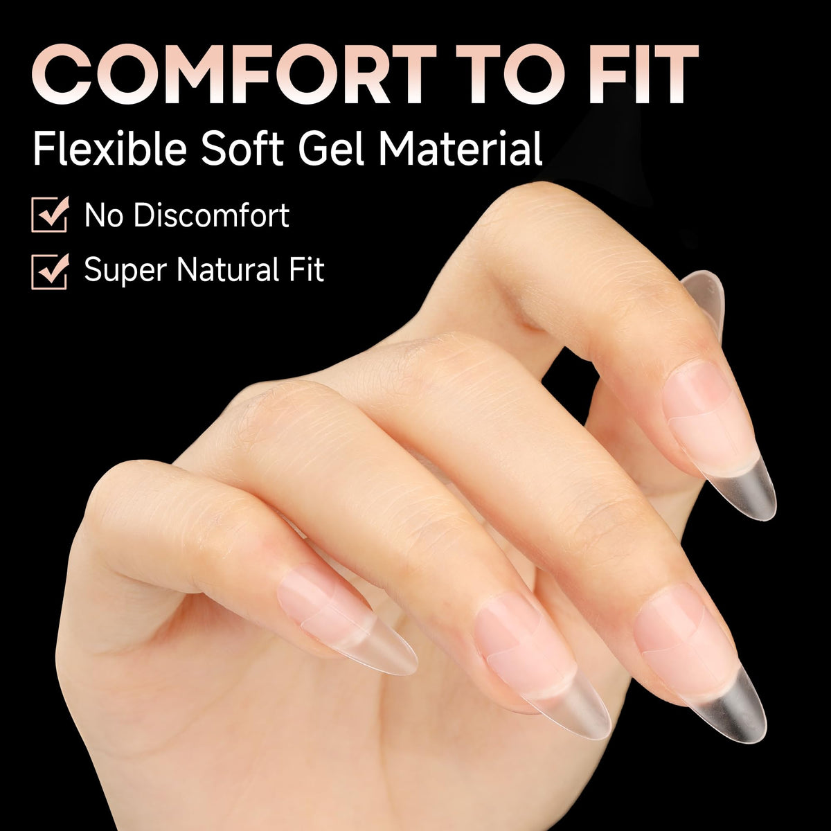 UNA GELLA polished finish sample showing clear tips painted for salon-quality look