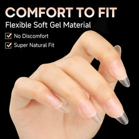 UNA GELLA polished finish sample showing clear tips painted for salon-quality look