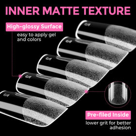 UNA GELLA polished French design on tips demonstrating salon finish