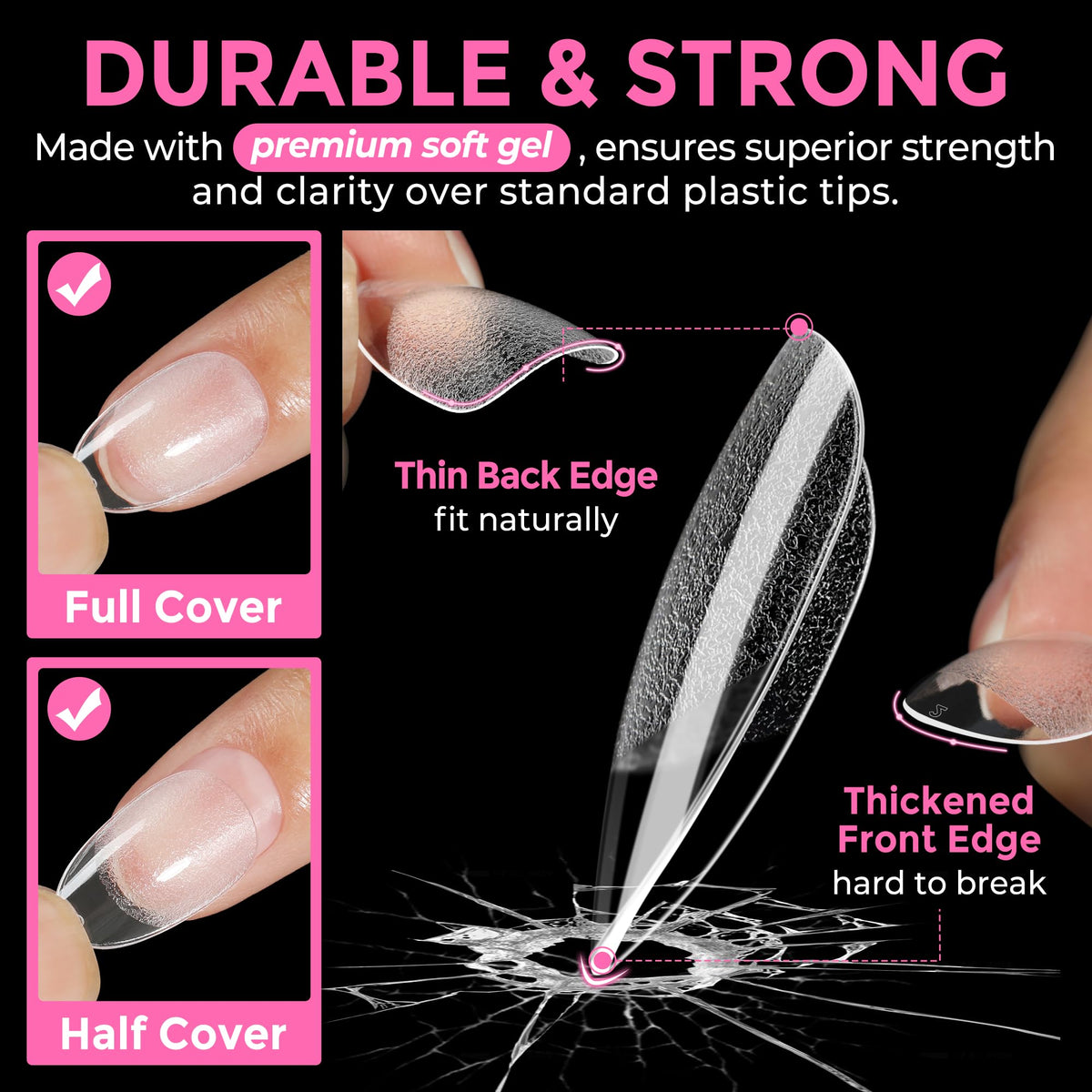 UNA GELLA press-on application demo illustrating quick glue-on convenience