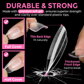UNA GELLA press-on application demo illustrating quick glue-on convenience