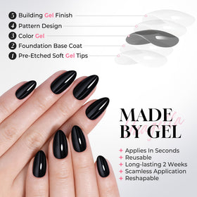 UNA GELLA hand applying press-on demonstrating quick DIY application benefit