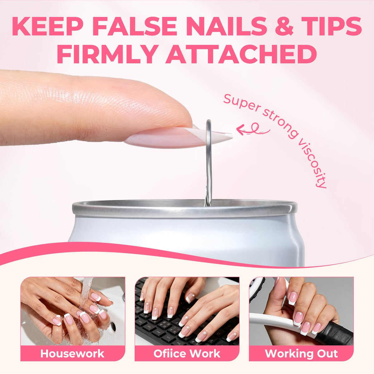 UNA GELLA press-on nails installed showing long-lasting finish