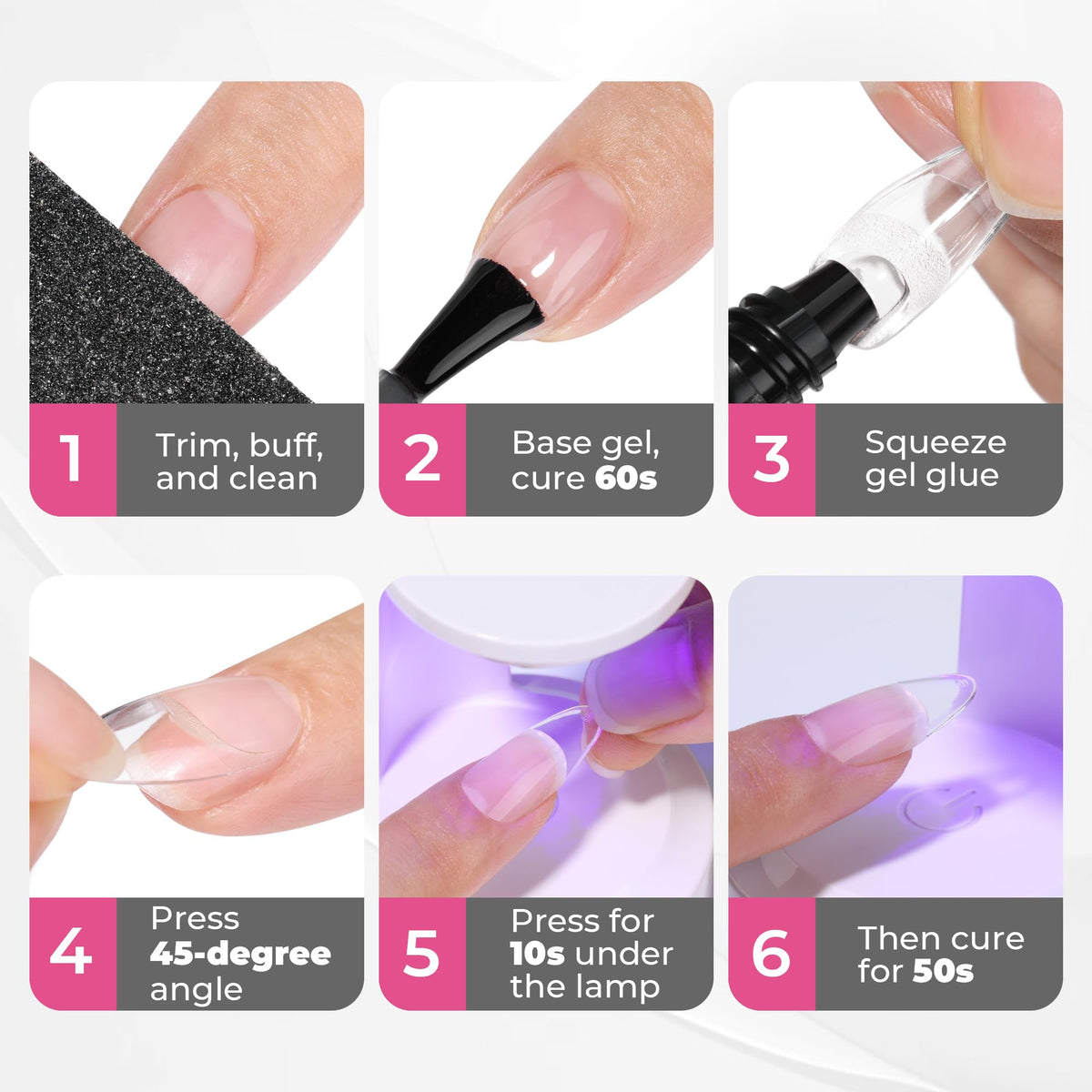 UNA GELLA removal buffing process showing easy soak-off and gentle nail care