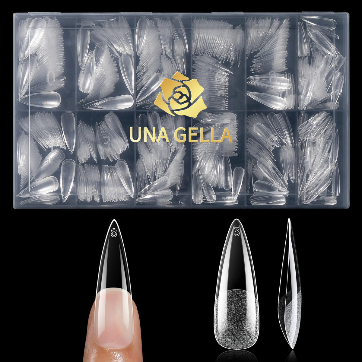 UNA GELLA nail tech applying tip in salon environment for professional use