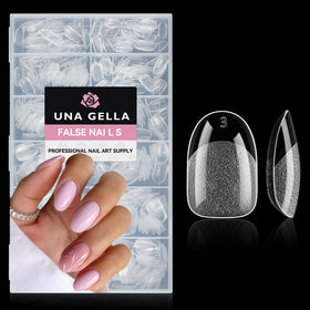 UNA GELLA tips next to coin and ruler showing short length scale