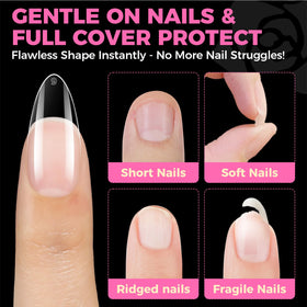 UNA GELLA tips beside a coin showing scale and realistic length comparison benefit
