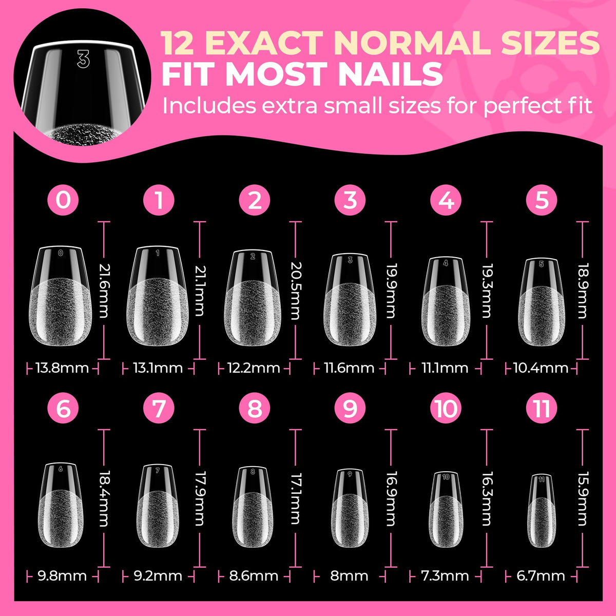 UNA GELLA hand scale comparison illustrating tip length and fit on a real nail