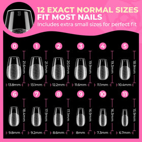 UNA GELLA hand scale comparison illustrating tip length and fit on a real nail