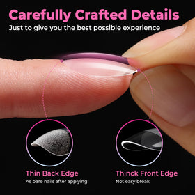 UNA GELLA hand comparison showing ultra-short length comfortable for daily tasks