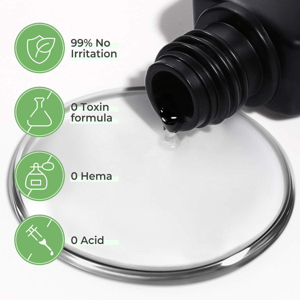 UNA GELLA sealed steel needle tip image showing clog-free precision benefit