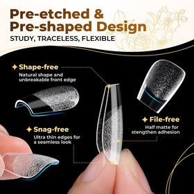 UNA GELLA side profile of extra short coffin tips showing natural curve