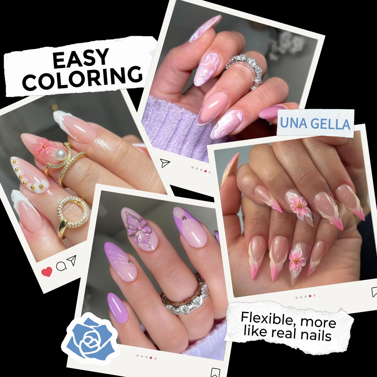 UNA GELLA side profile bent to show soft-gel flexibility and crease resistance