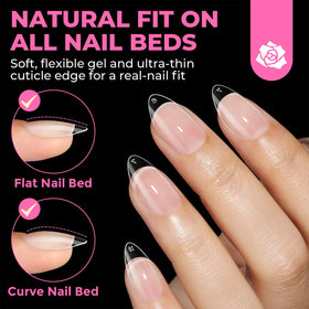 UNA GELLA single tip profile displaying almond curve for natural look