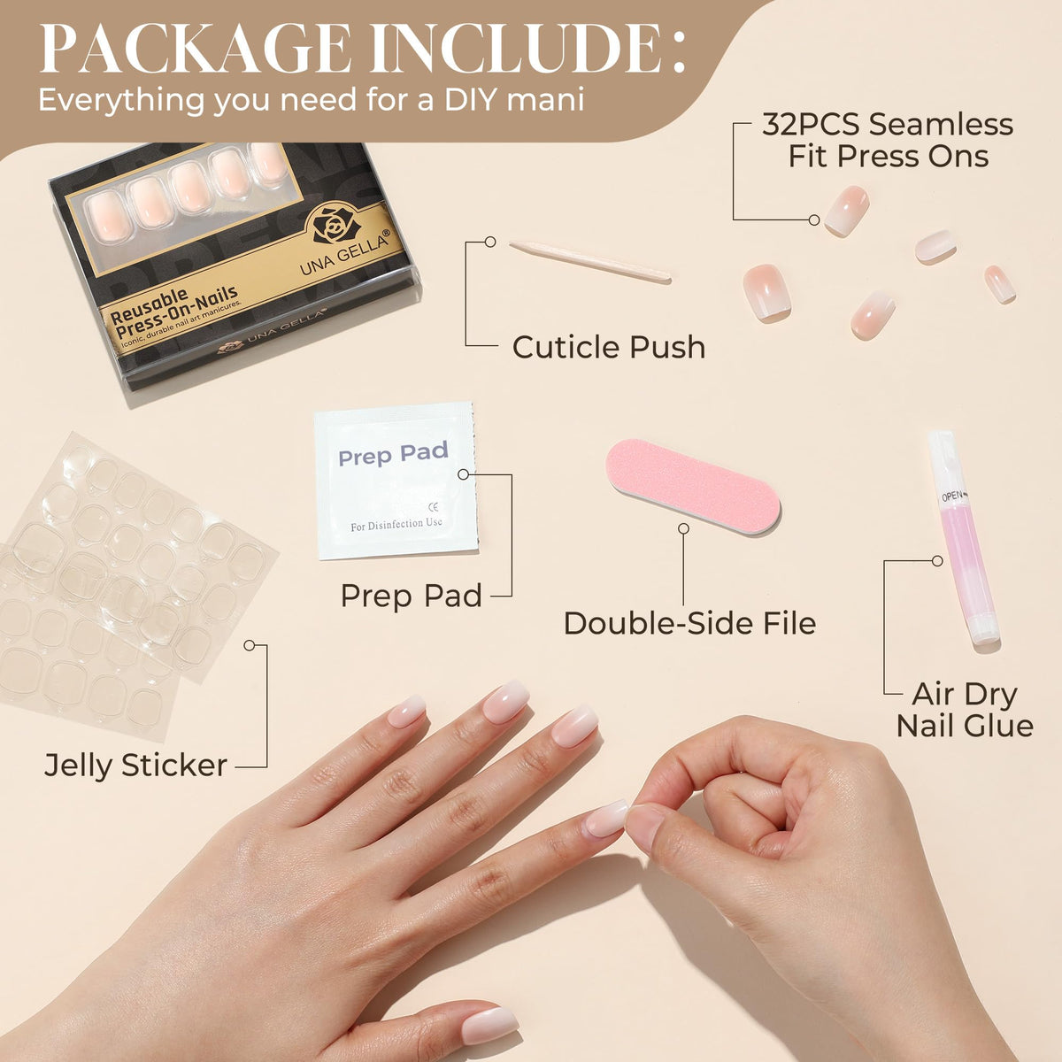 UNA GELLA size layout with 16 sizes visible for perfect matching