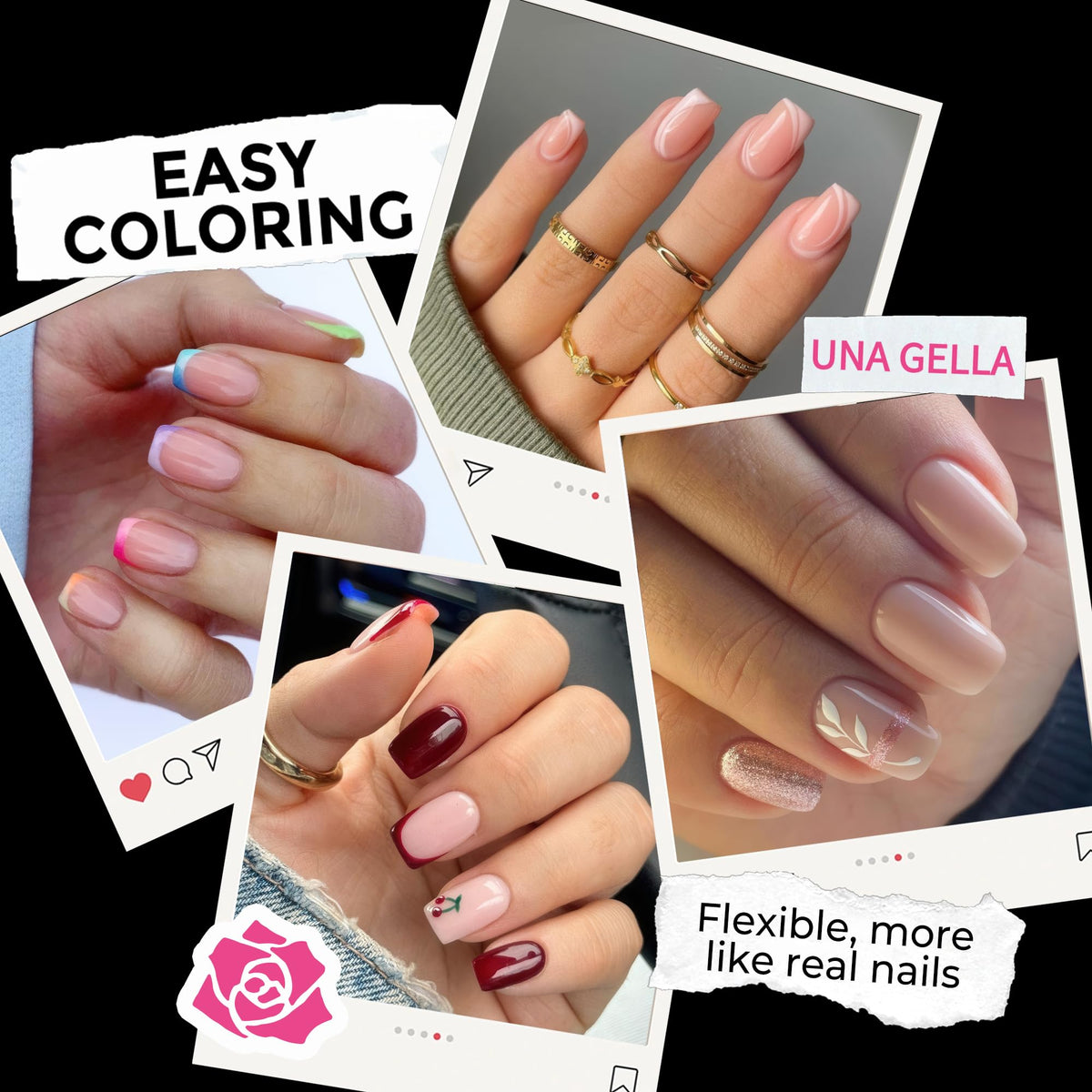 UNA GELLA numbered tips fanned to display 12 sizes for accurate size matching